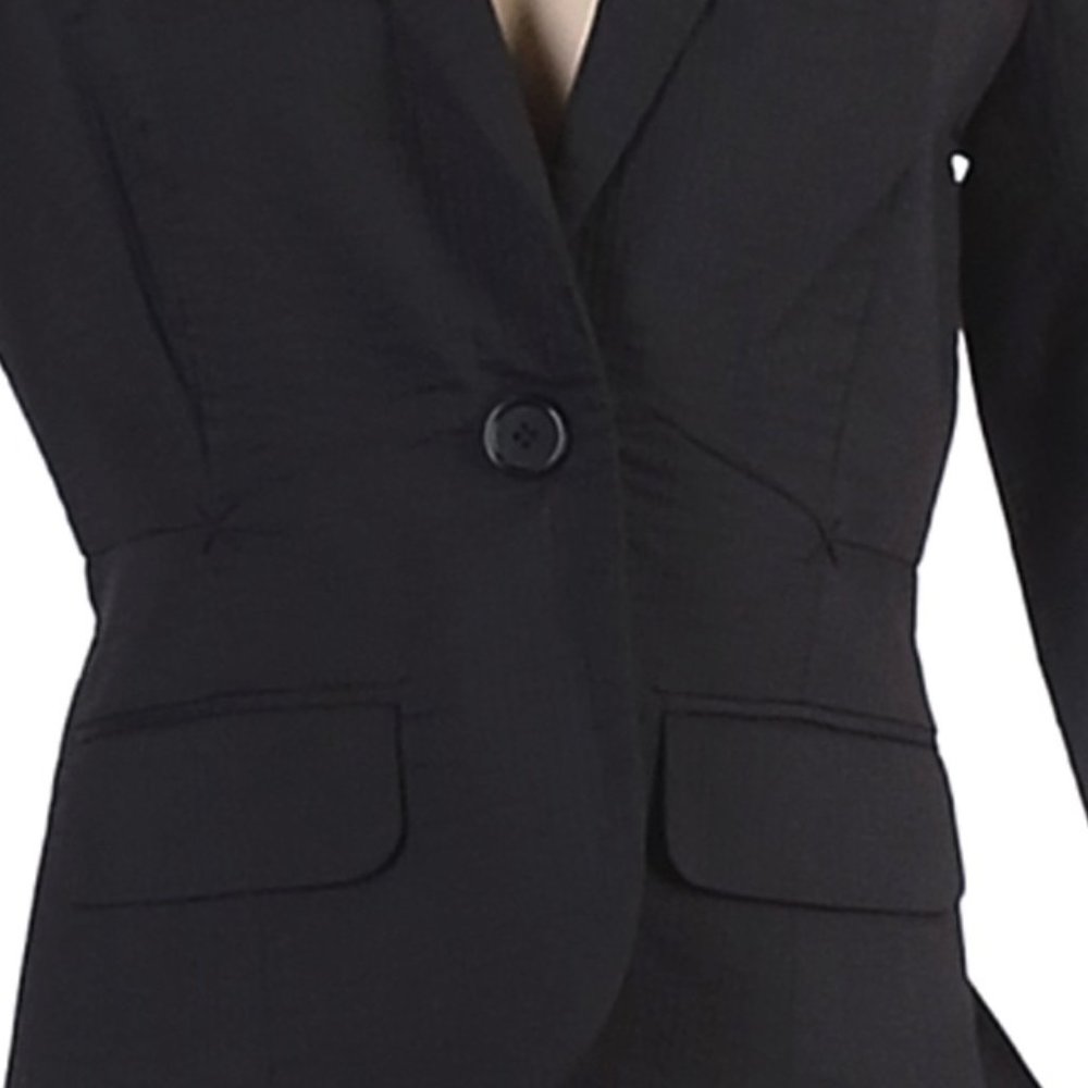 Max Studio solid black with pinstripe line Blazer jacket Size 4 EUC - Picture 3 of 5